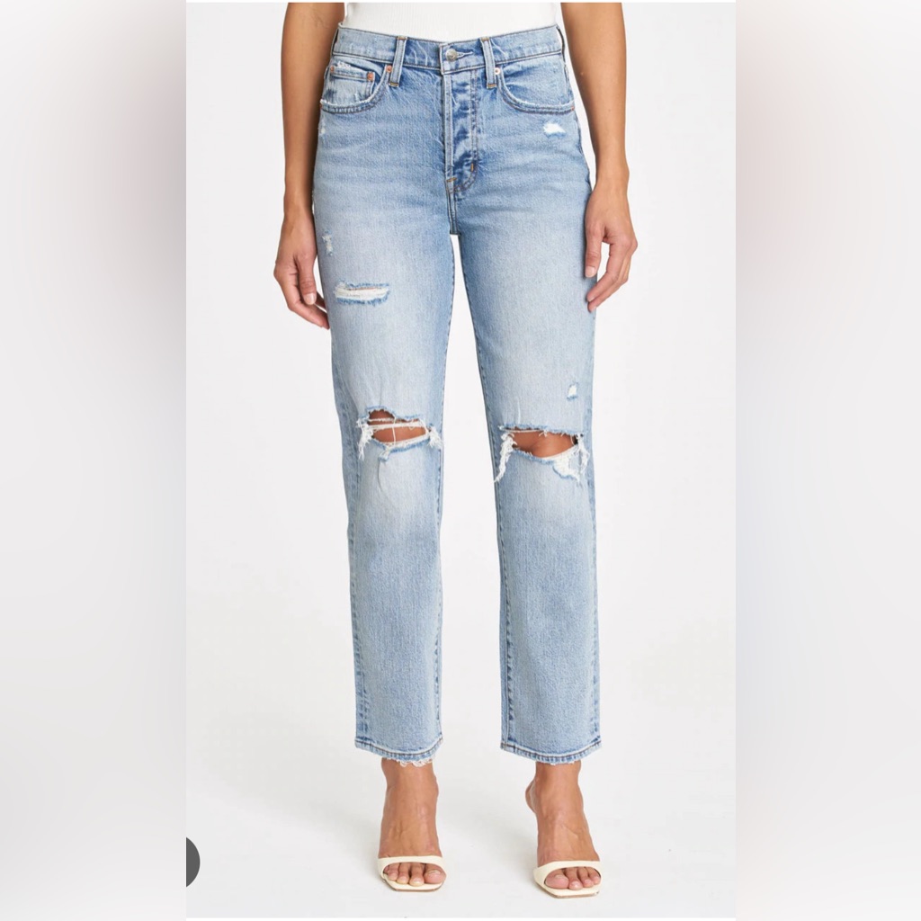 Pistola Charlie Distressed High Rise Straight Leg Jeans